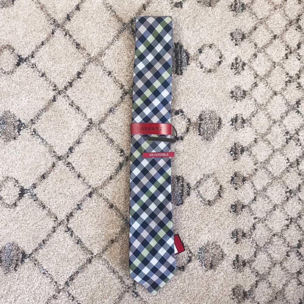 3 for $30 Alfani NWT Navy & Green Checkered Tie